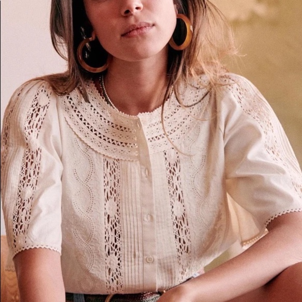 Sézane Jane Blouse French size 34 cream color